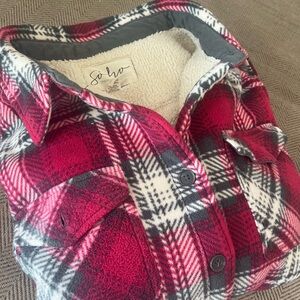 Soho Medium Pink Plaid Flannel with Sherpa Lining